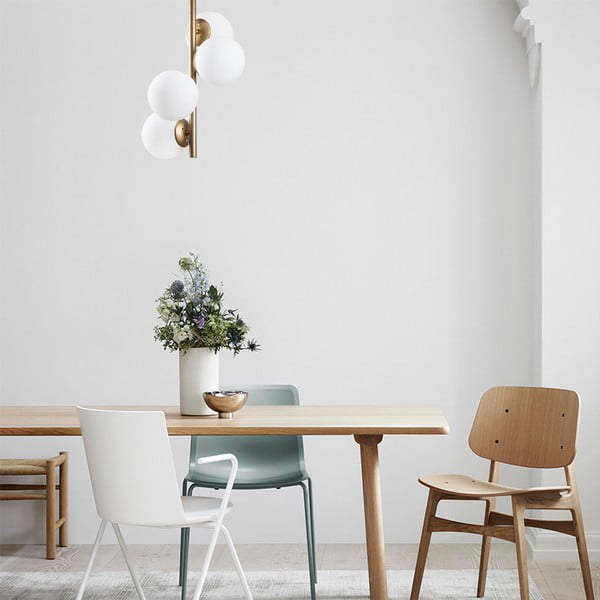 Plafoniera bianca/color ottone con paralume in vetro ø 15 cm Faze – Opviq lights-image-1