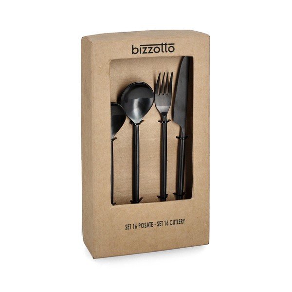 Posate nere in acciaio inox 16 pz per 4 persone Bronte – Bizzotto-image-1