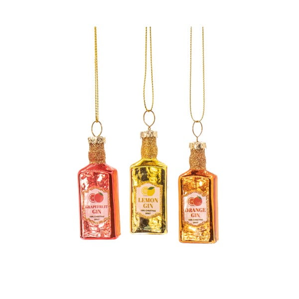 Decorazioni per albero di natale in set in vetro fatte a mano 3 pz ø 3 cm Gin Bottle – Sass & Belle
