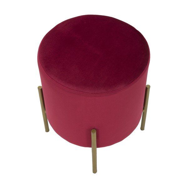 Pouf rosso vino con gambe in ferro color oro Rotondo - Mauro Ferretti-image-4