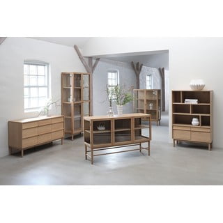 Vetrina in legno di quercia di colore naturale 140x100 cm Elba - Unique Furniture