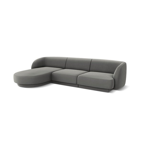 Divano angolare in velluto grigio (angolo sinistro) Miley - Micadoni Home-image-2