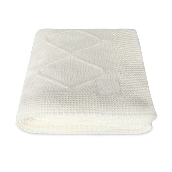Coperta bianca con cotone Baby Baby, 90 x 90 cm - Homemania Decor-image-2
