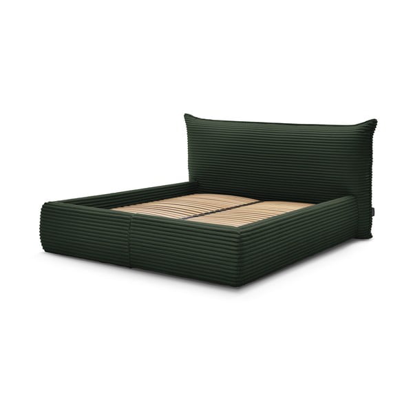 Letto matrimoniale in verde scuro imbottito con spazio contenitivo con griglia inclusa 180x200 cm Jade – Bobochic Paris