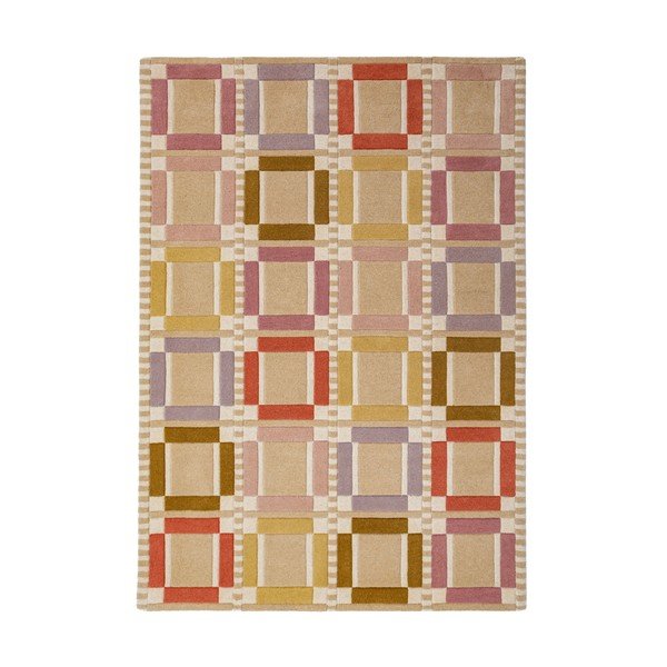Tappeto di colore naturale in lana tessuto a mano 140x200 cm Quadro Wool – Flair Rugs