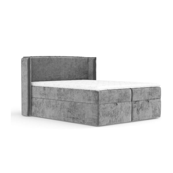 Letto boxspring grigio con spazio contenitivo 180x200 cm Passion – Maison de Rêve