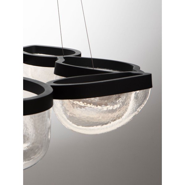 Lampadario LED nero opaco in acciaio con paralume in vetro con intensità regolabile ø 83 cm Clair – Nova Luce-image-4