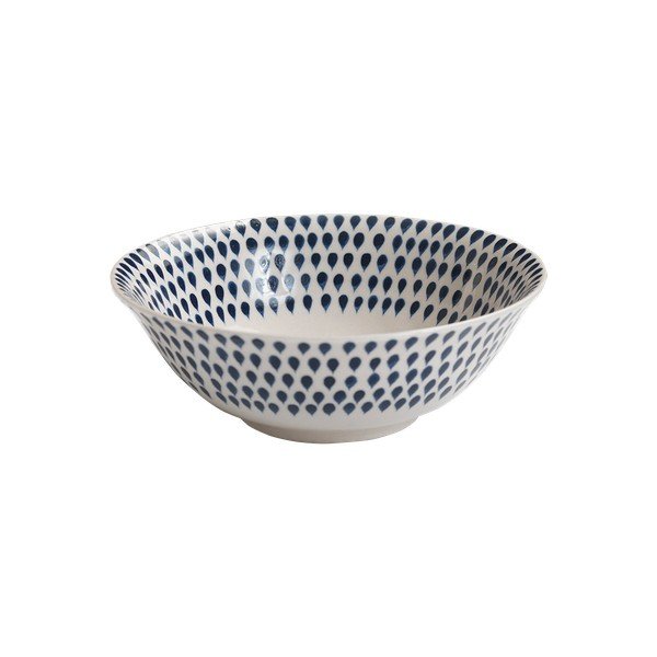 Ciotola in gres bianco e blu Goccia, ø 17 cm Indigo - Nkuku