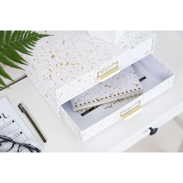 Cassettiera con 2 cassetti in oro e bianco Birger - Bigso Box of Sweden-image-2