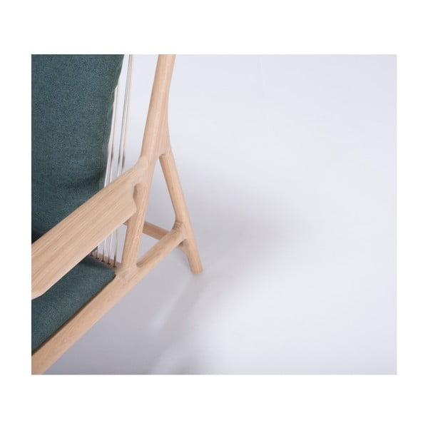 Poltrona in legno di quercia con seduta in tessuto verde Dedo - Gazzda-image-3