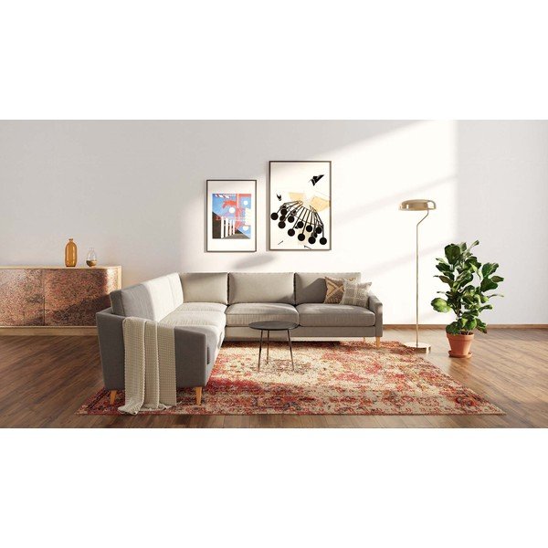 Divano angolare in velluto beige Karoto - Ame Yens-image-1