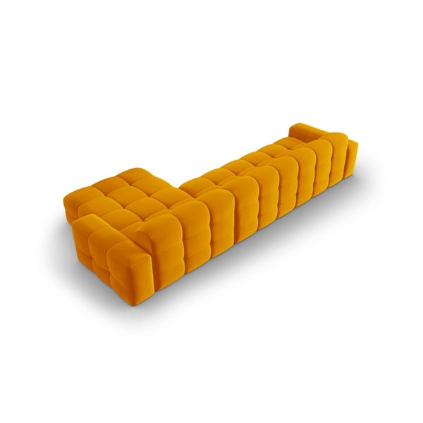 Divano angolare in velluto giallo ocra (angolo destro) Kendal - Micadoni Home-image-4