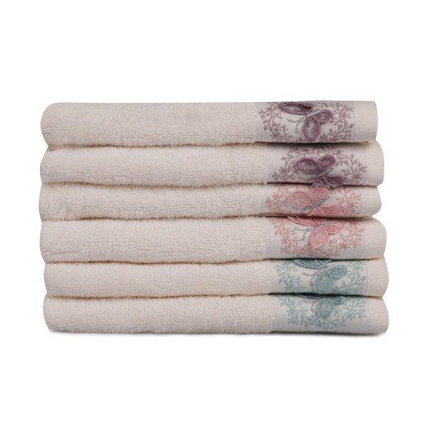 Set di 6 asciugamani Farfalle - Soft Kiss-image-1