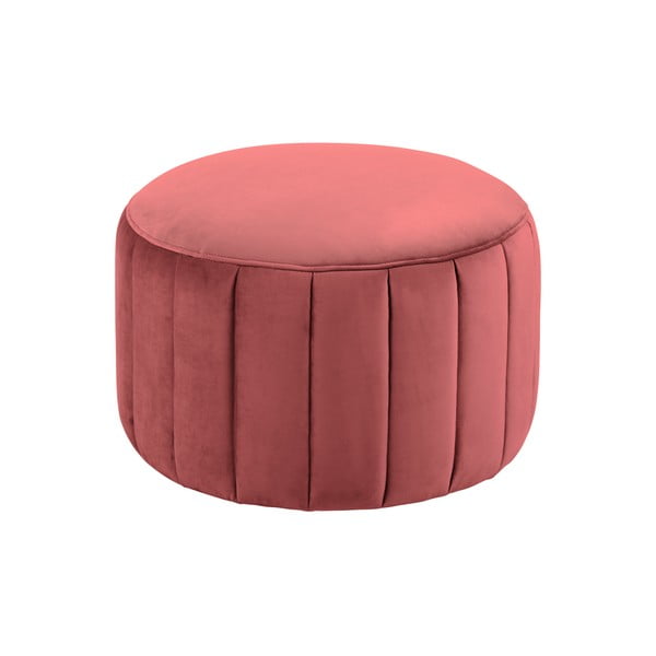 Pouf in velluto rosa corallo , ⌀ 60 cm Doria - Actona