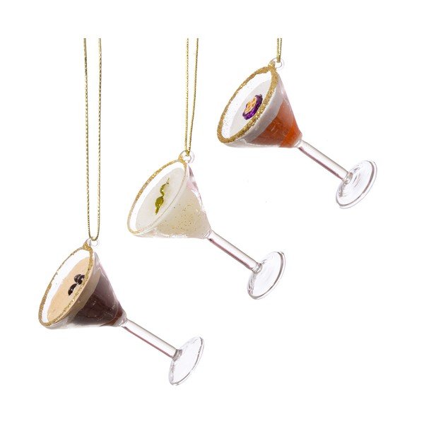 Decorazioni per albero di natale in set in vetro 3 pz 15,5 cm Martini Cocktail – Sass & Belle