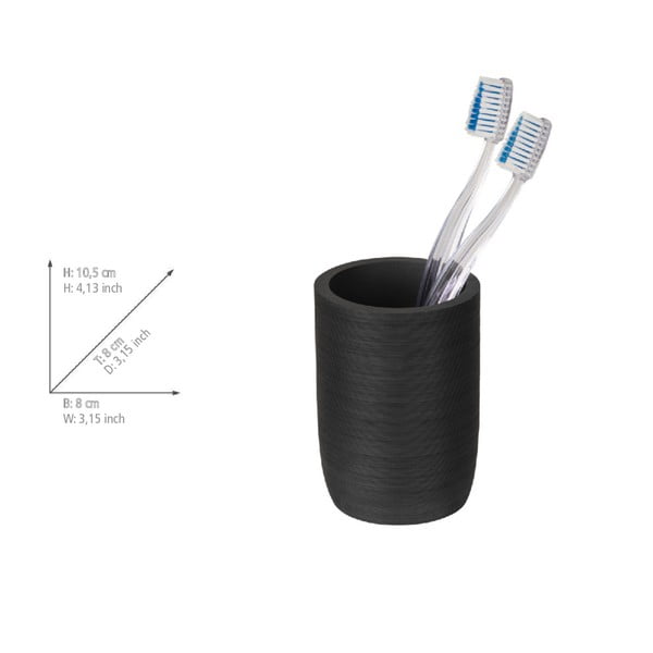 Portaspazzolino nero opaco in poliresina Altavalle – Wenko-image-4