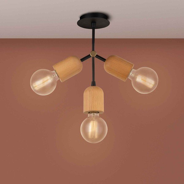 Lampada a sospensione in colore nero-naturale Dna - Squid Lighting-image-1