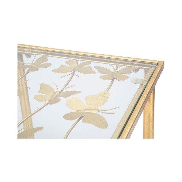 Tavolo consolle bianco/dorato con piano in vetro 35x100 cm Butterflies – Mauro Ferretti-image-4