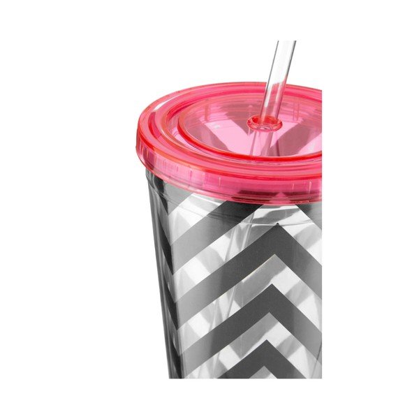 Tazza a righe con coperchio rosa Chevron, 450 ml - Premier Housewares-image-2