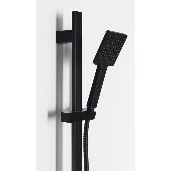 Set per doccia in acciaio inox in nero opaco con doccetta e supporto scorrevole 70 cm – Sapho-image-1