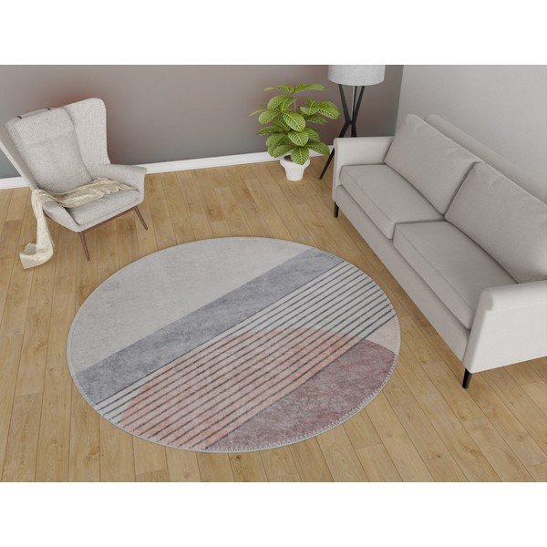 Tappeto rotondo lavabile in rosa-grigio chiaro ø 80 cm Yuvarlak - Vitaus-image-1