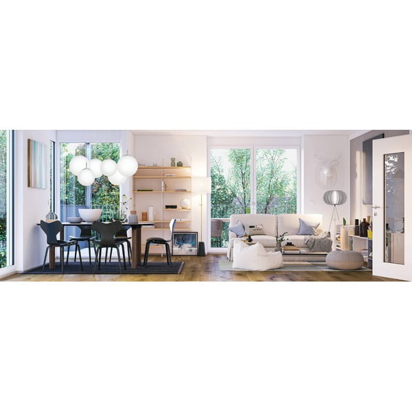 Lampadario bianco/argentato con paralume in vetro ø 20 cm RONDO – EGLO-image-2