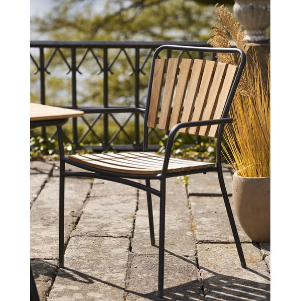 Sedie da esterno in set di colore naturale in legno massiccio/in metallo 2 pz Cleveland – House Nordic-image-1