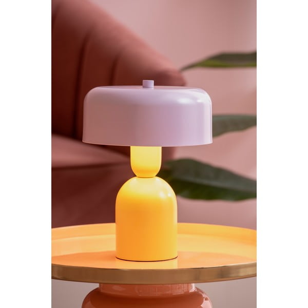 Lampada da tavolo gialla/viola (altezza totale 24 cm) Double Funky – Leitmotiv-image-1