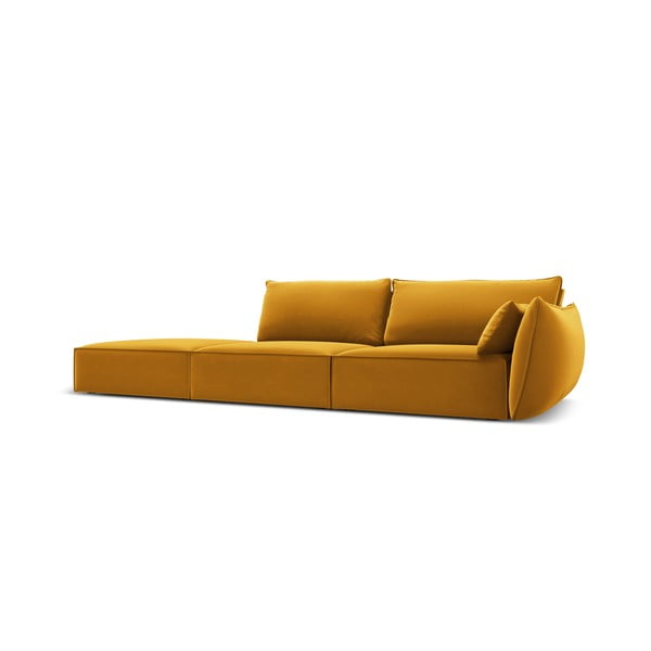 Divano color senape con penisola a destra con rivestimento in velluto 264 cm Vanda – Mazzini Sofas-image-2