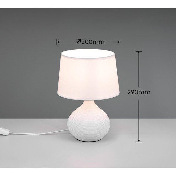 Lampada da tavolo in ceramica bianca e tessuto, altezza 29 cm Martin - Reality-image-4