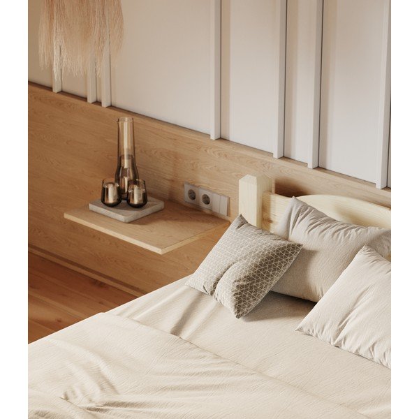 Letto matrimoniale di colore naturale in pino massiccio 140x200 cm Liva – Olivia Living-image-3