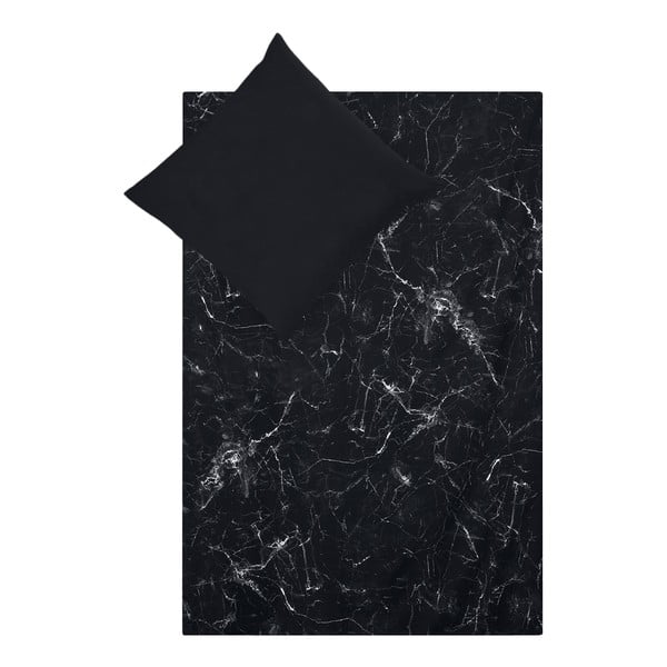 Biancheria da letto singola nera in percalle di cotone , 155 x 220 cm Malin - Westwing Collection