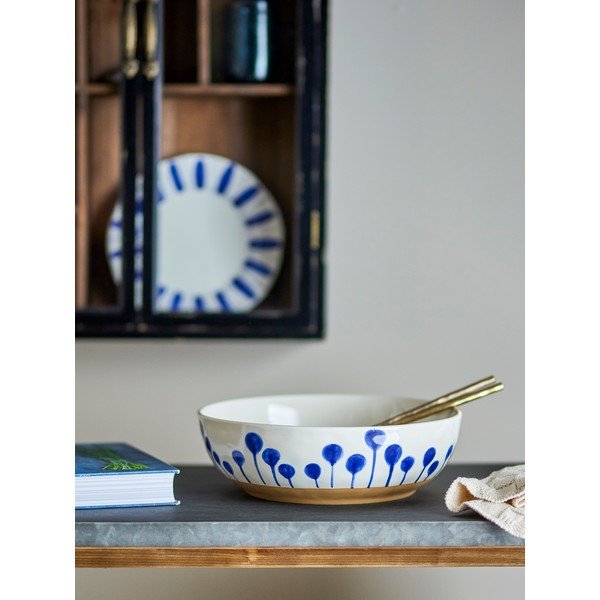 Ciotola bianca/blu in ceramica ø 28 cm Linora – Bloomingville-image-1