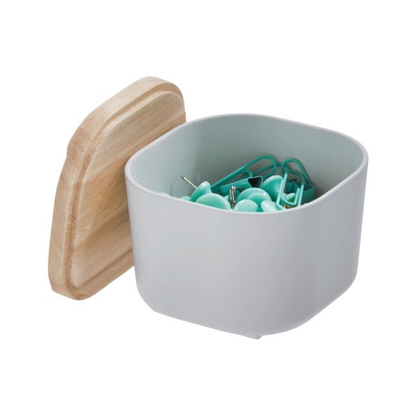 Scatola grigia con coperchio in legno di paulownia , 9 x 9 cm Eco - iDesign-image-2