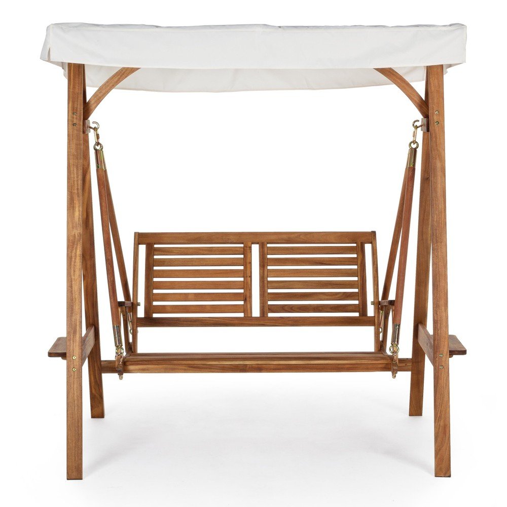 Dondolo da giardino di colore naturale in legno massiccio Noemi – Bizzotto | Dondolo da giardino