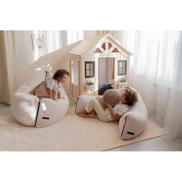 Pouf a sacco per bambini grigio chiaro con rivestimento in bouclé Clip Clap 90 – SLOWDOWN-image-1
