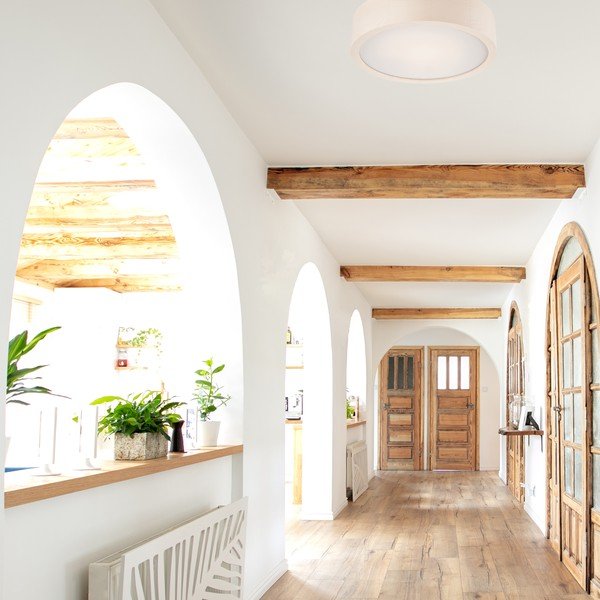 Plafoniera bianca con paralume in vetro ø 27 cm Eveline – LAMKUR-image-1