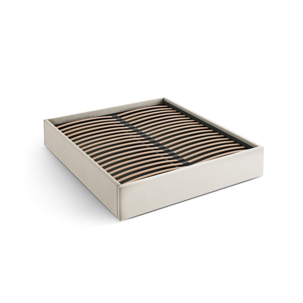 Letto matrimoniale imbottito beige con contenitore/senza testiera con rete inclusa 140x200 cm Susan – Micadoni 