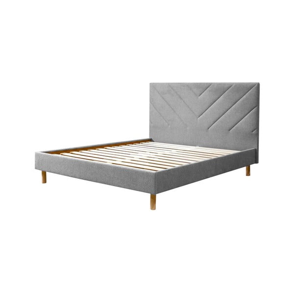 Letto matrimoniale in grigio chiaro imbottito con rete inclusa 180x200 cm Romane – Bobochic Paris