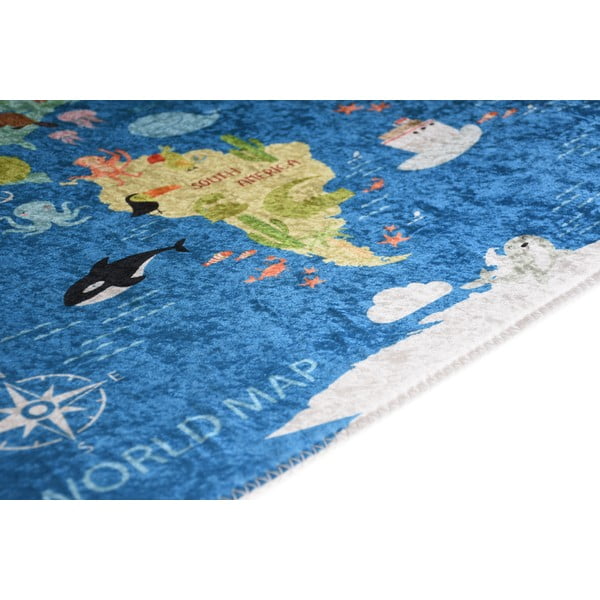 Tappeto per bambini blu lavabile 120x180 cm Animal Atlas – Vitaus-image-2