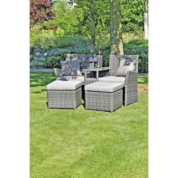 Set da giardino in rattan artificiale grigio 2 posti Calgary - Garden Pleasure-image-3