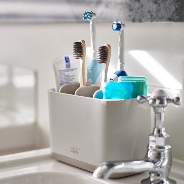 Portaspazzolino verticale beige in plastica EasyStore – Joseph Joseph-image-1