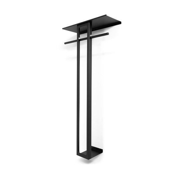 Attaccapanni da parete nero in acciaio con scaffale 70 cm Luno Large – Spinder Design