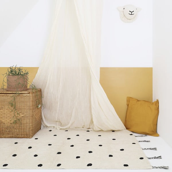 Tappeto nero/color crema in cotone lavabile e tessuto a mano 100x150 cm Nümi Black – Nattiot-image-1