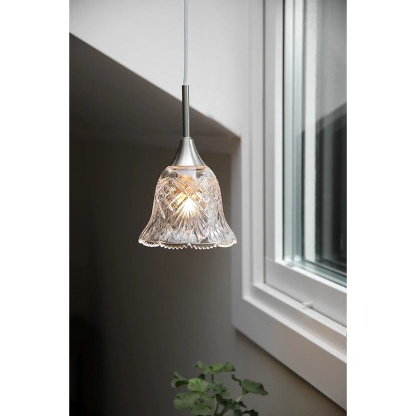 Lampadario argentato con paralume in vetro ø 13,5 cm Luna – Markslöjd-image-1