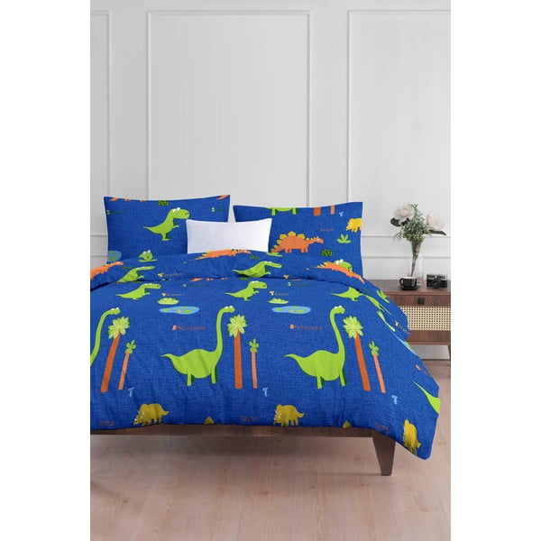 Set copripiumino e federa da bambini blu per letto singolo 140x200 cm Dinolar – Mijolnir-image-1