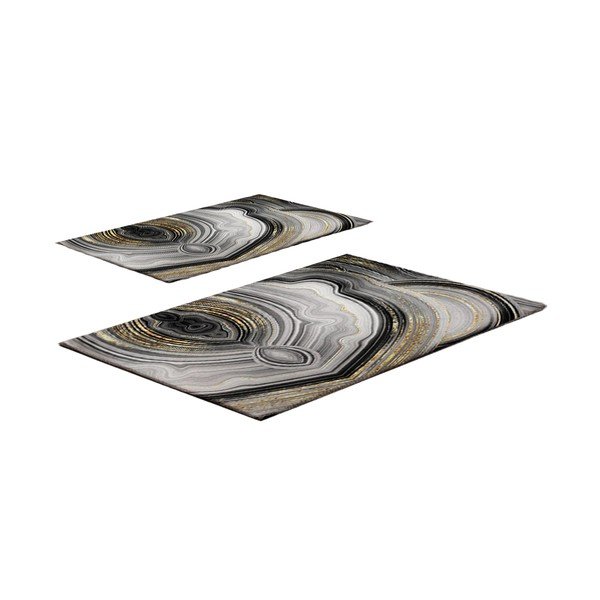 Set di tappetini per il bagno grigi/dorati 2 pz 60x100 cm CT – Foutastic