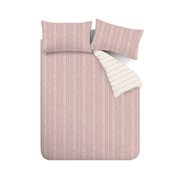 Biancheria da letto bianca/rosa per letto singolo 135x200 cm Regency Stripe – Catherine Lansfield