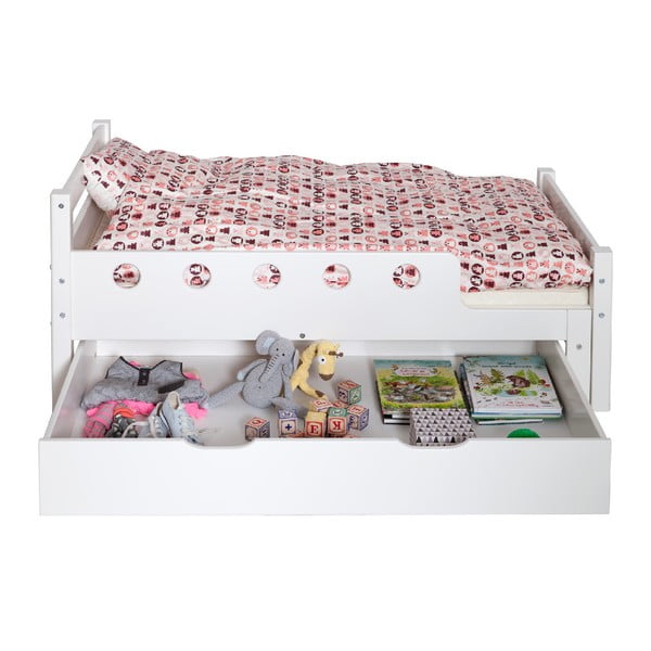 Cassetto bianco sotto il letto dei bambini 70x140 cm White Junior - Flexa-image-1
