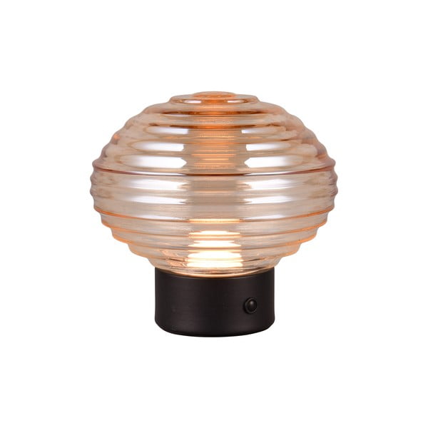 Lampada da tavolo LED dimmerabile nera e beige con paralume in vetro (altezza 14,5 cm) Earl - Reality-image-2